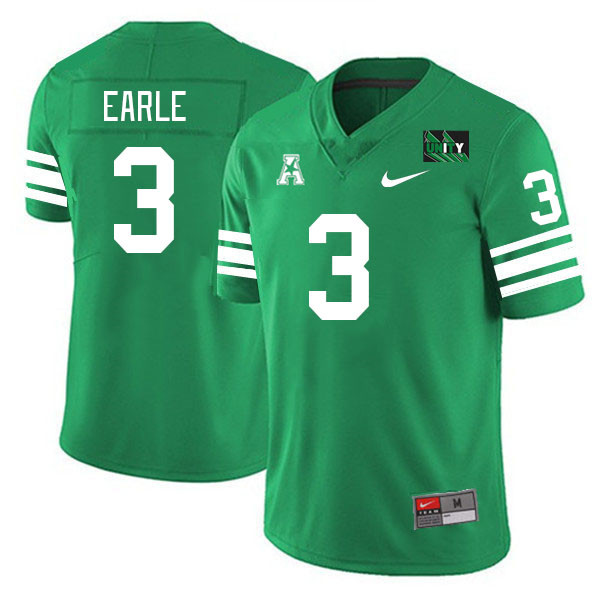 Men #3 Stone Earle North Texas Mean Green 2023 College Football Jerseys Stitched-Green